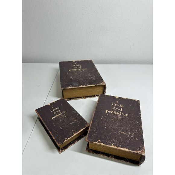 Lot of 3 Rare Vintage Antique Style Faux Safe Secret Book Pride and Prejudice - Picture 13 of 13